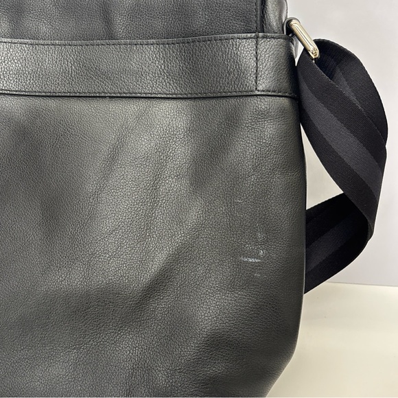 Coach Black Leather Messenger with Striped Webbing Strap - Picture 10 of 16